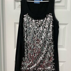 Simply Vera Black Sequin Front Tank Top